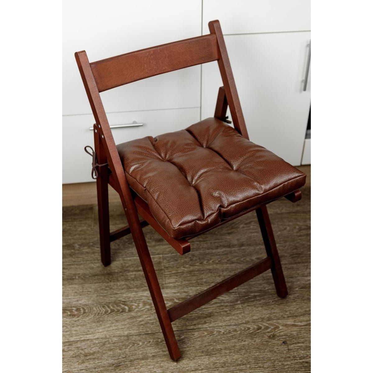 Подушка на стілець Прованс з екошкіри 40х40 см коричнева (34073) - фото 5