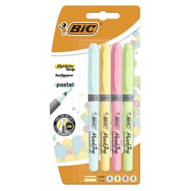 Набір текстових маркерів BIC Highlighter Grip Pastel, 4 шт. (964859) - фото 1
