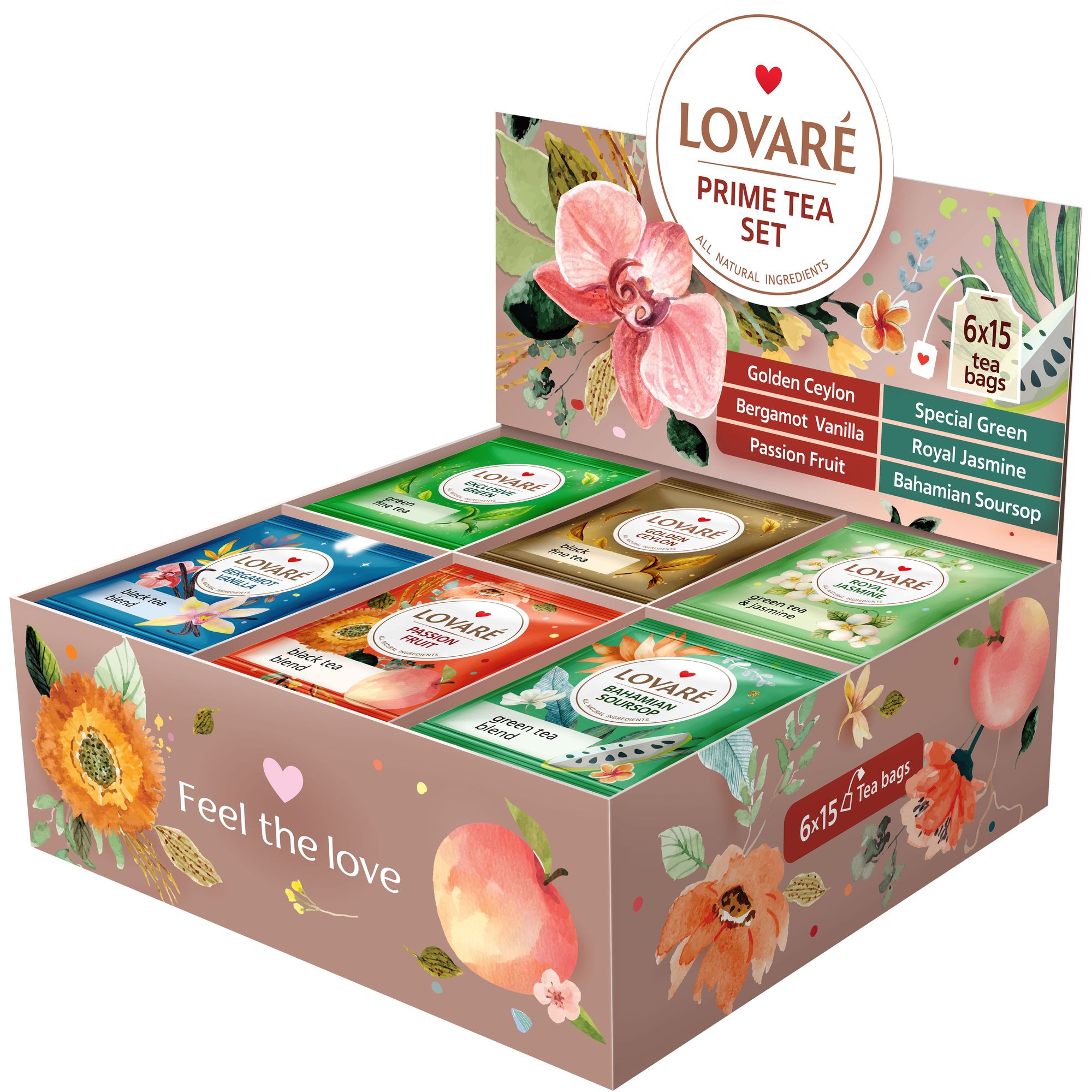 Набор: Чай ассорти Lovare Prime Tea Set 180 г (90 шт. х 2 г) + Варенье Yan из шелковицы 300 г - фото 2