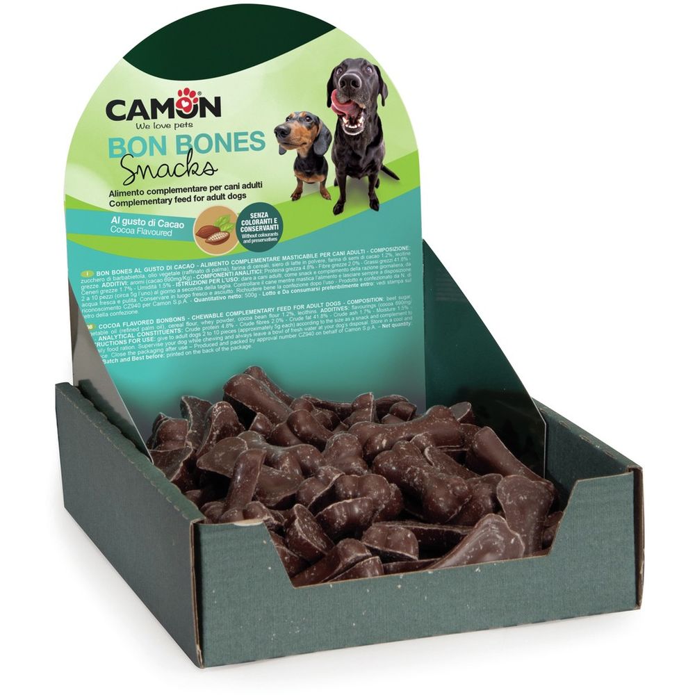 Лакомство для собак Camon Ciokobone Dark Косточки шоколадные 100 шт. - фото 1