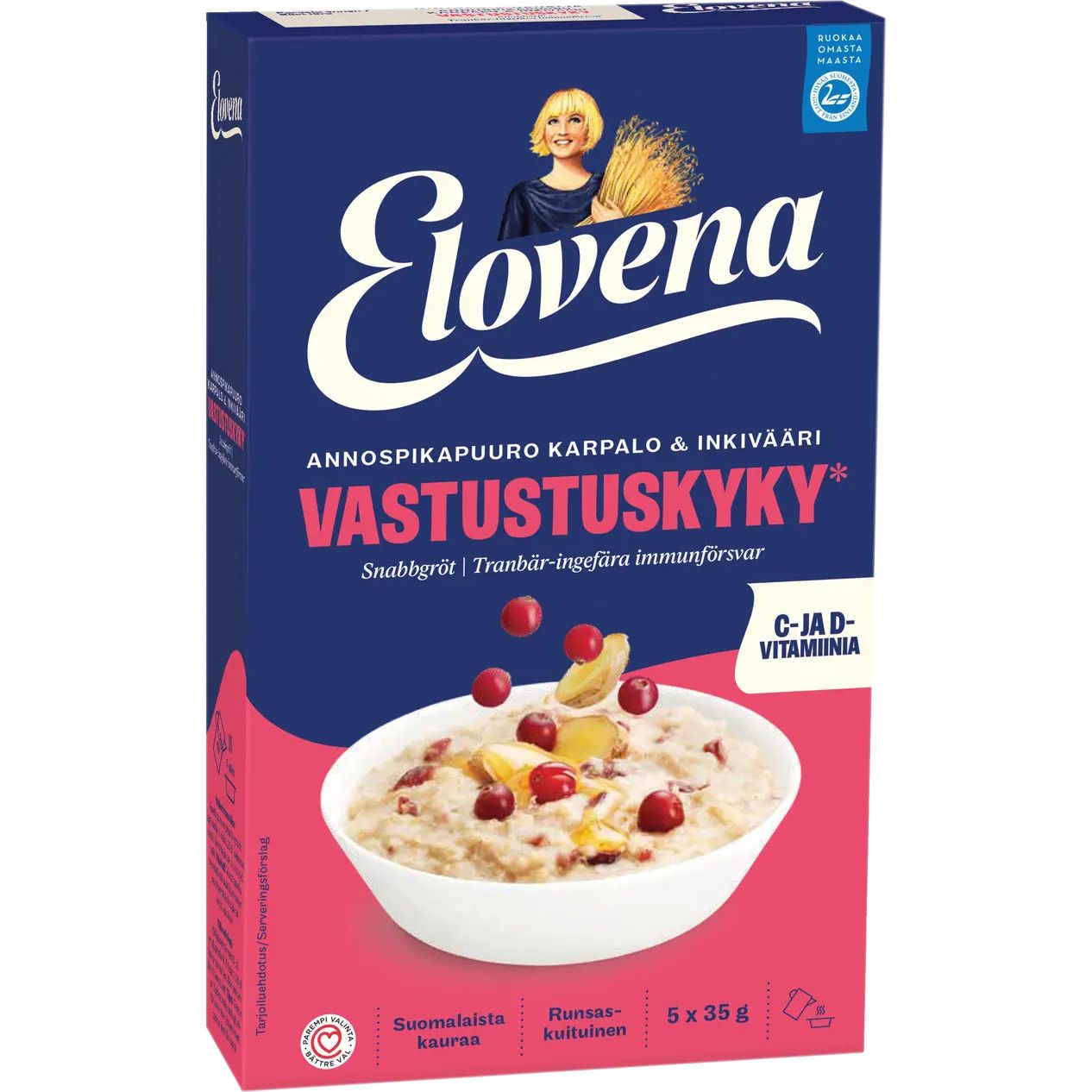 Каша быстрого приготовления Elovena клюква и имбирь 210 г (35 г х 6 шт.) - фото 1