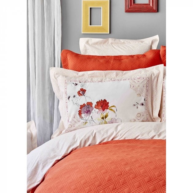 Набор постельное белье с покрывалом Karaca Home Elia pembe 2020-1, евро, розовый, 7 предметов (svt-2000022231138) - фото 2