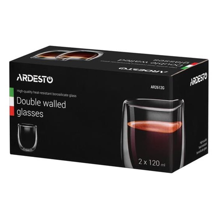 Набір чашок Ardesto з подвійними стінками для американо, 120 мл, прозоре скло (AR2612G) - фото 2