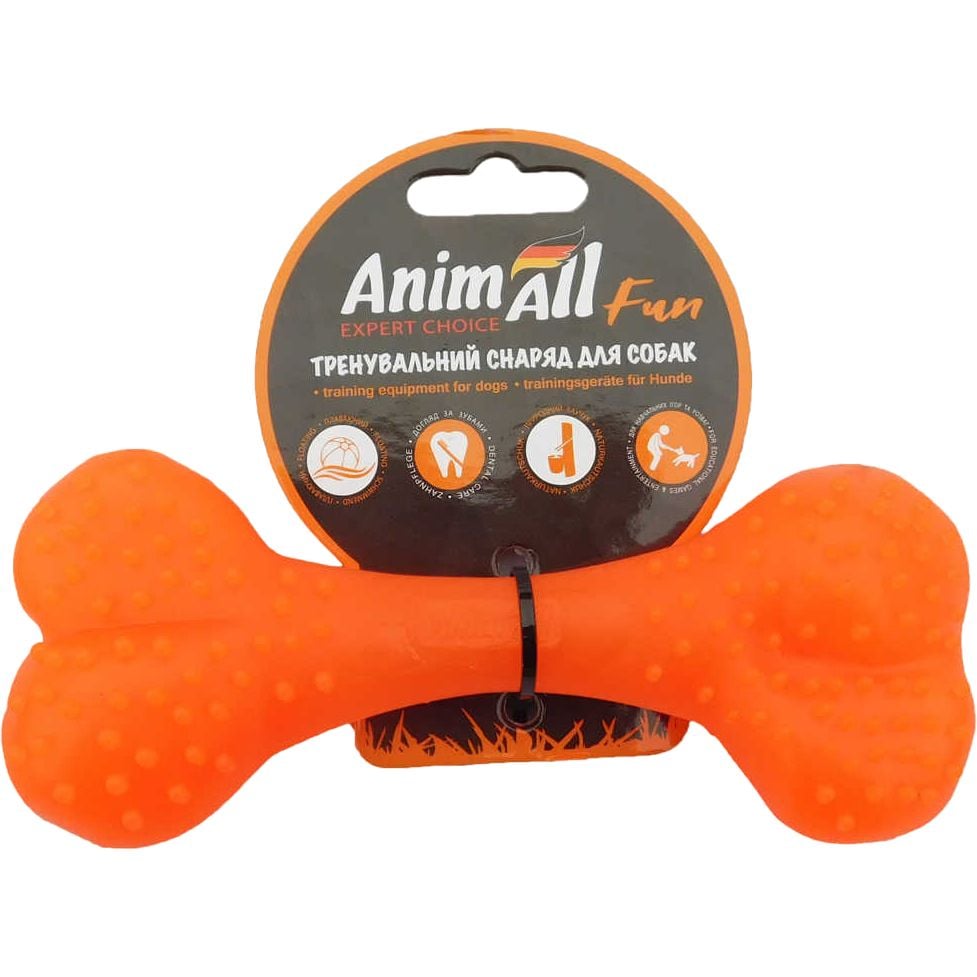 Игрушка для собак AnimAll Fun AGrizZzly Кость оранжевая 15 см - фото 1