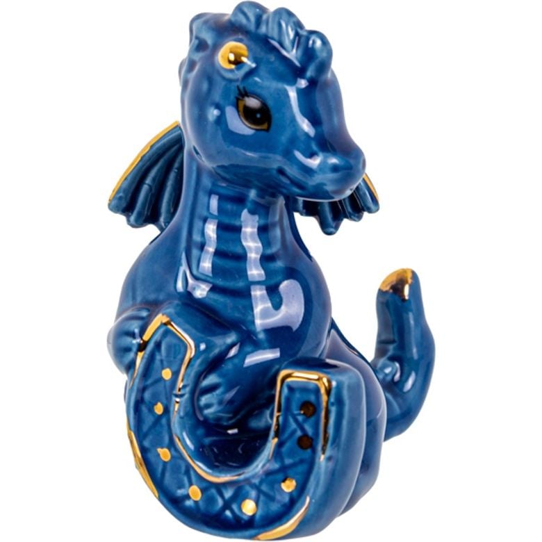 Фигурка декоративная Lefard Дракон с подковой 9 см синяя (149-472) - фото 1