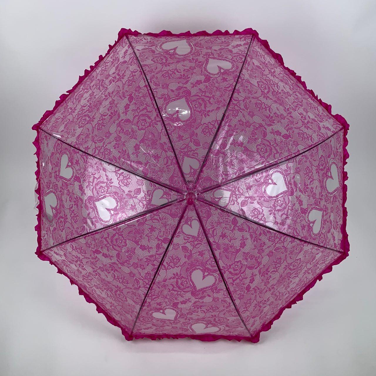 Дитяча парасолька-палиця напівавтомат S&L 84 см малинова - фото 2