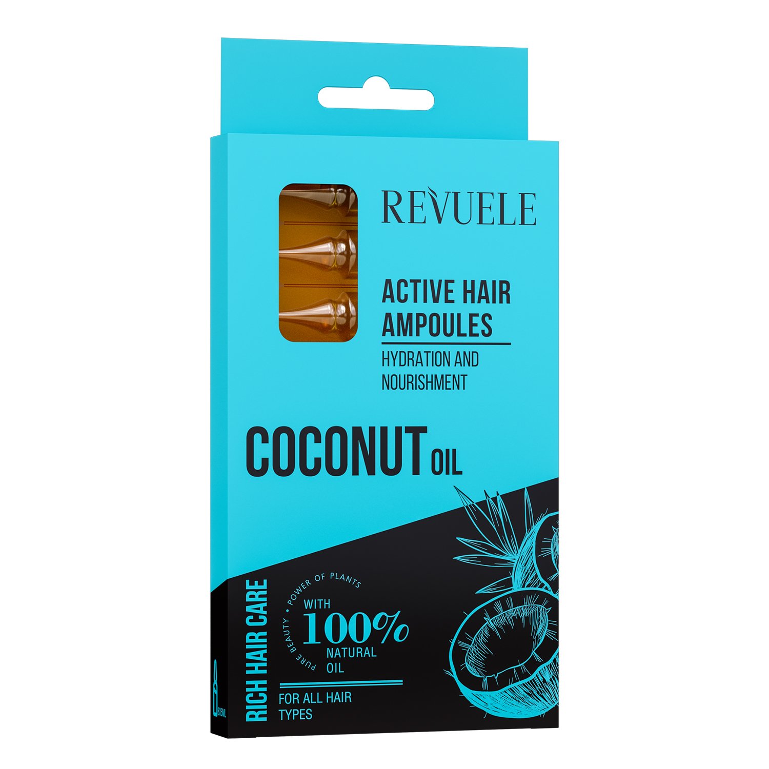 Активні ампули для волосся Revuele з кокосовим маслом, 40 мл (8 ампул по 5 мл) - фото 1