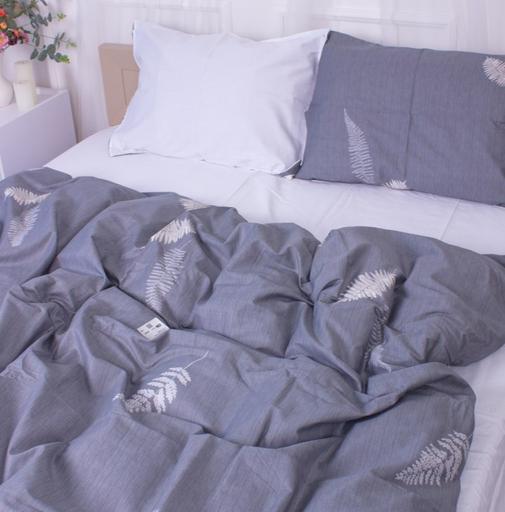 Комплект постельного белья MirSon Cosiness, сатин, серый с белым, 210х143 см - фото 2