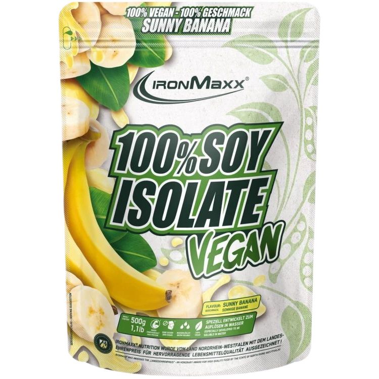 Соевый изолят IronMaxx 100% Vegan Soy Protein Isolate Банан 500 г - фото 1