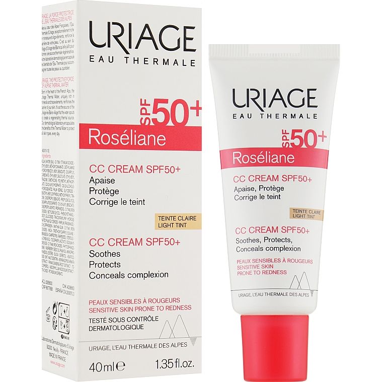 CC-крем для обличчя Uriage Roséliane SPF50+, світлий тон, 40 мл - фото 2