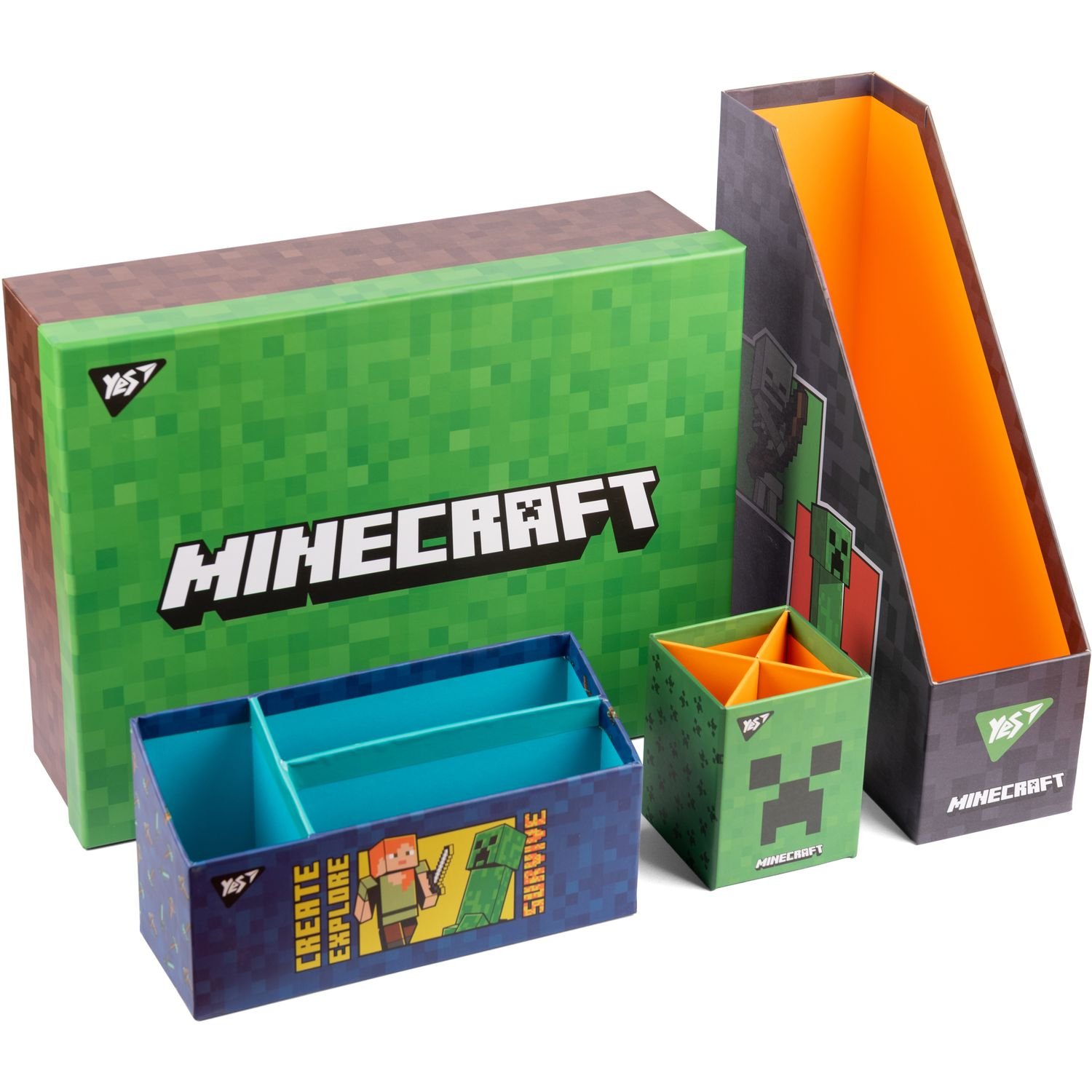 Настольный органайзер в наборе Yes Minecraft, картон, 4 предмета, разноцветный (450108) - фото 3