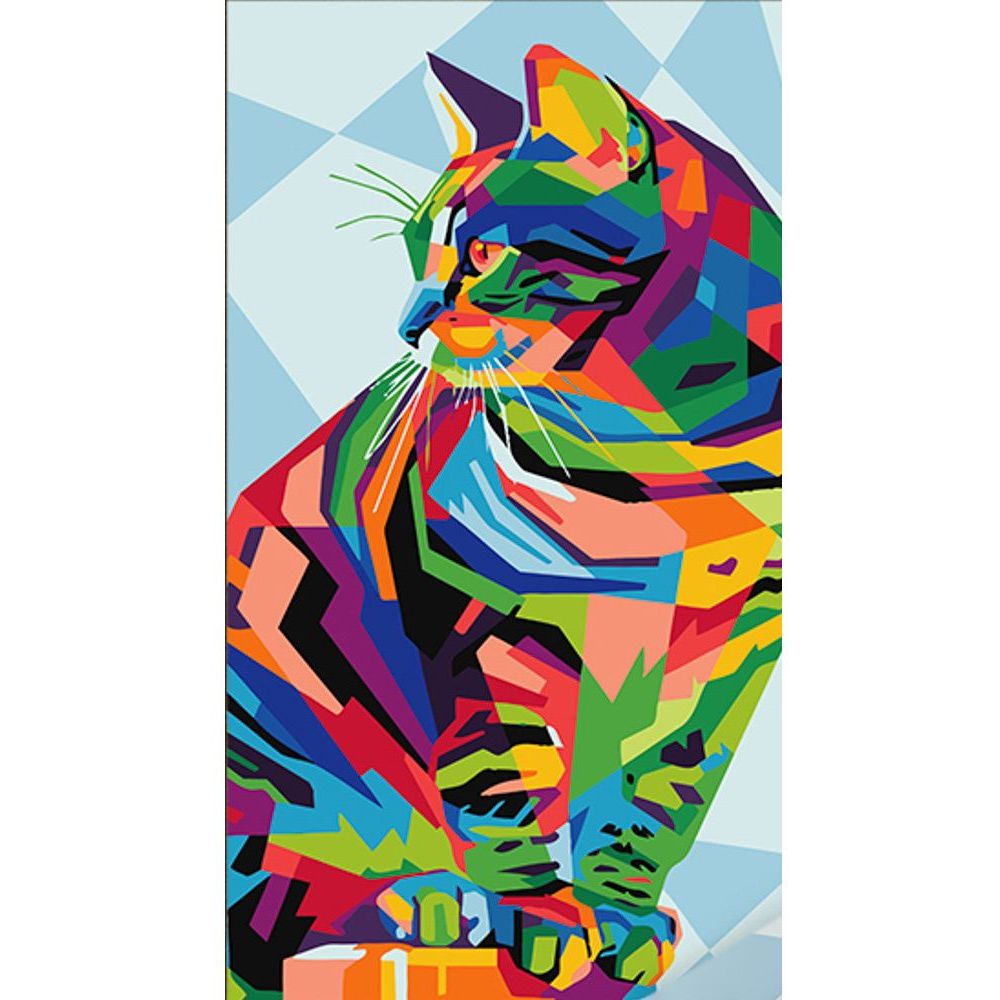 Набор для росписи по номерам Strateg Милый кот в стиле поп-арт 50х25 см (WW228) - фото 1
