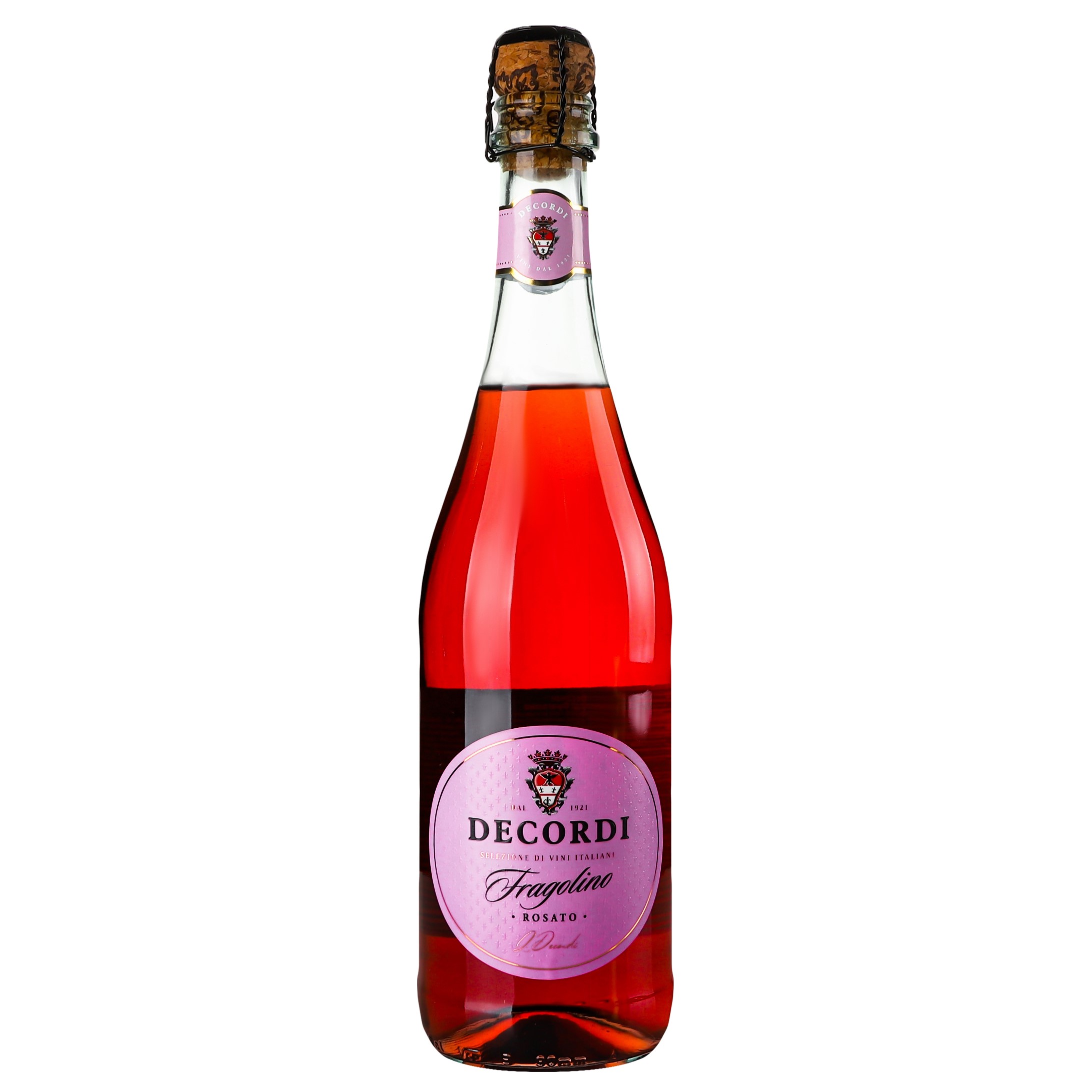 Ароматизированный напиток на основе вина Decordi Fragolino Rosato, розовый, полусладкий, 7,5%, 0,75 л - фото 1