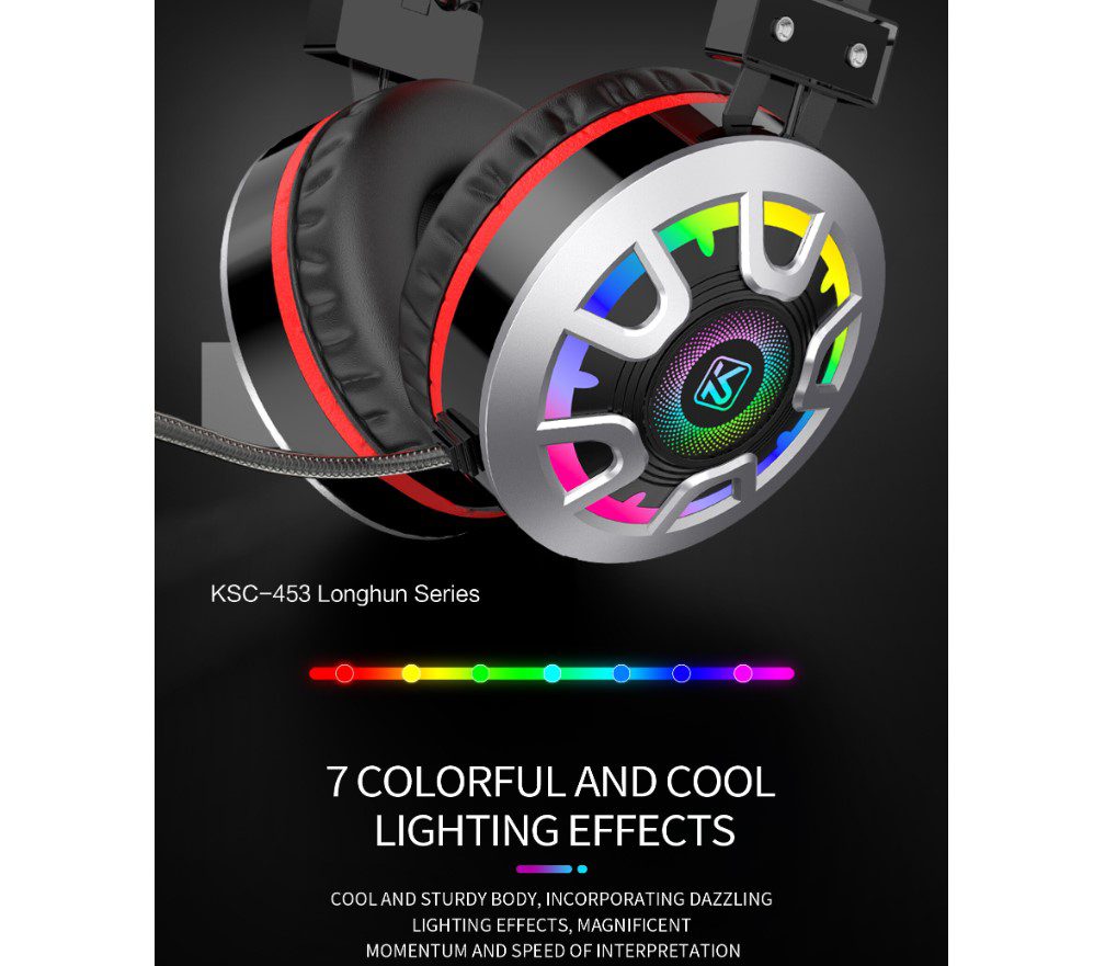 Игровые наушники iKAKU KSC-453 Longhun RGB Black / Red с микрофоном - фото 4