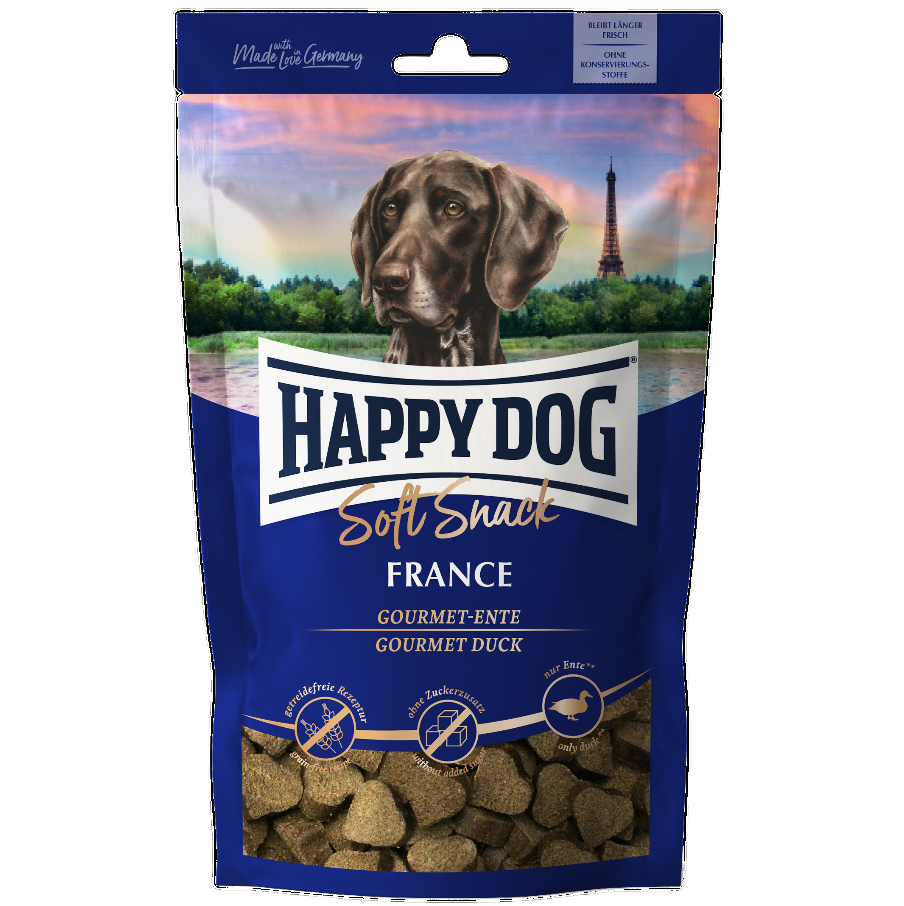Ласощі для собак середніх та великих порід Happy Dog SoftSnack France, м'які закуски з качкою, 100 г (60686) - фото 1