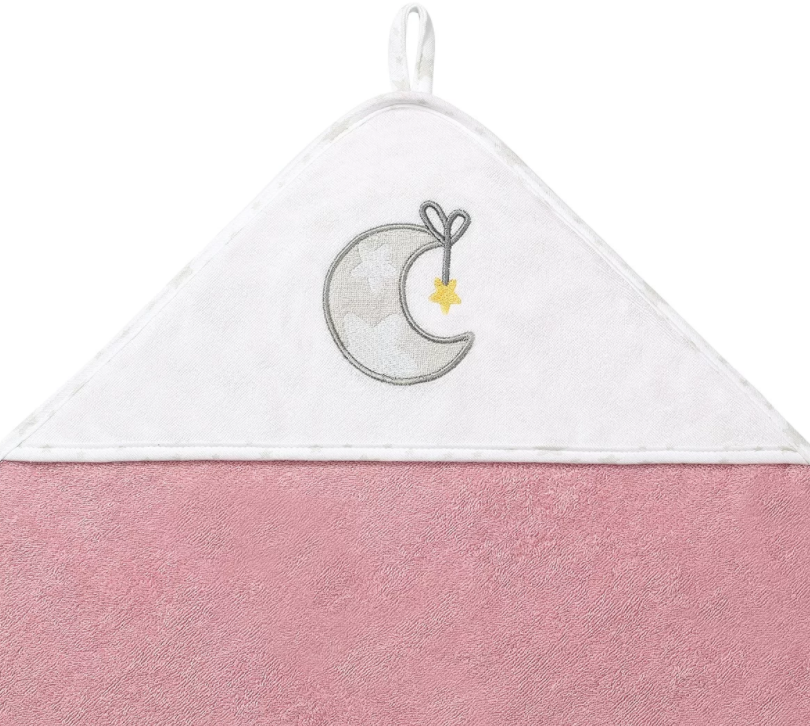 Рушник з капюшоном BabyOno Місяць, 100х100 см, рожевий з білим (142/10) - фото 2