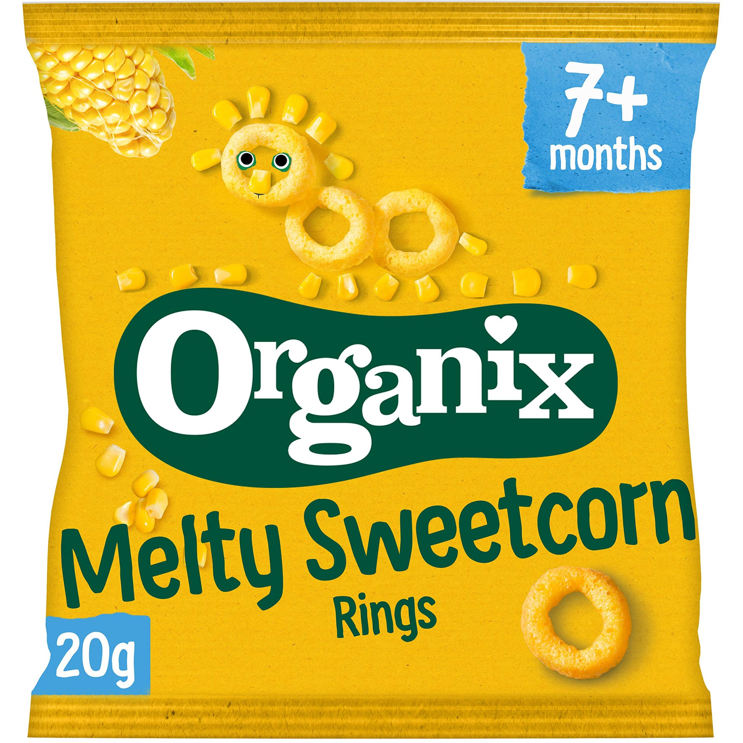 Дитячі кукурудзяні снеки Organix Melty Sweetcorn Rings органічні 20 г - фото 1