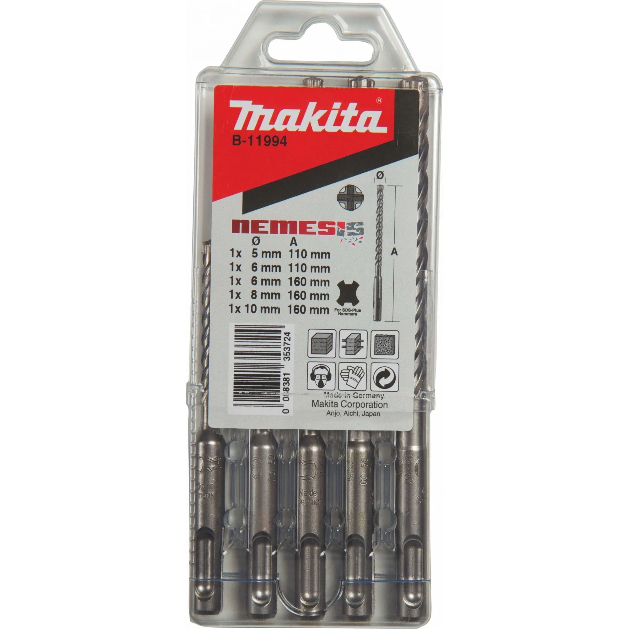 Набір бурів Makita SDS-Plus Nemesis 5 шт. (B-11994) - фото 1