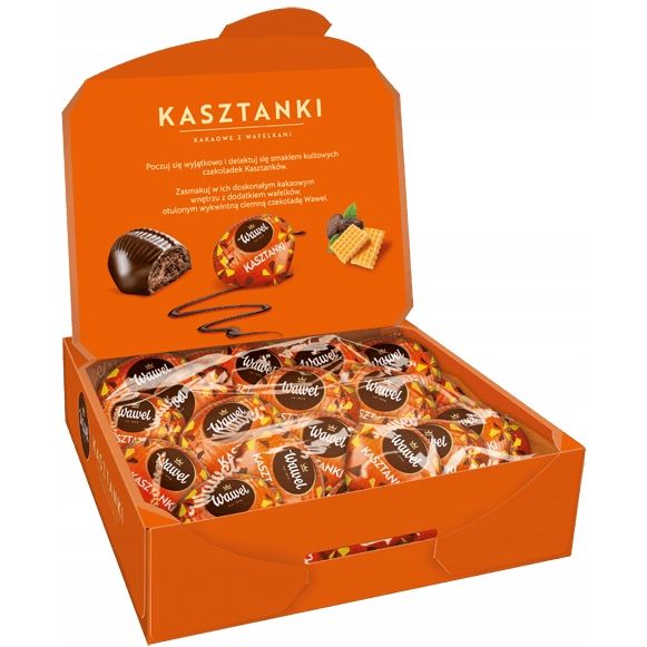 Цукерки Wawel Kasztanki темний шоколад зі шматочками вафель, 330г (925507) - фото 3