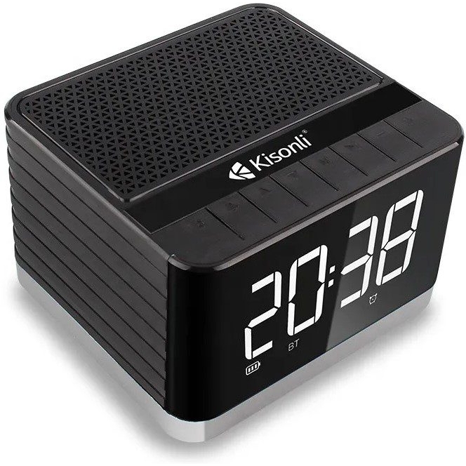 Портативна колонка годинник будильник Kisonli G8 Bluetooth 2000 mAh 5 Вт Black - фото 2