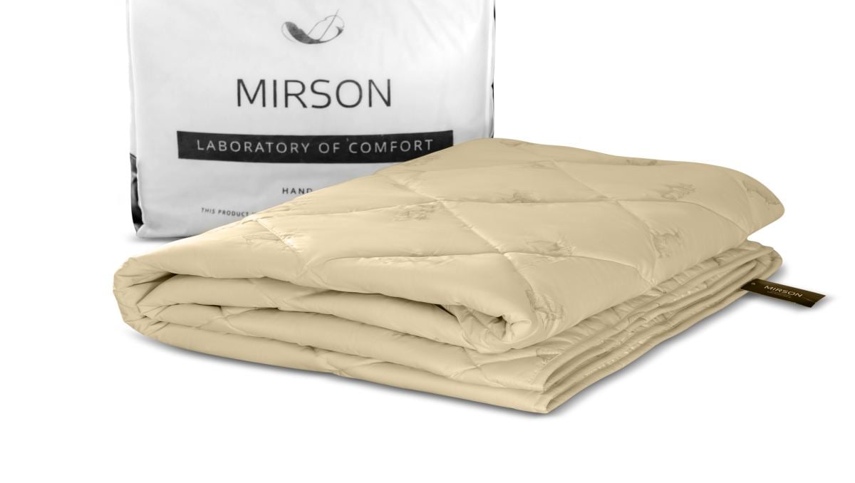 Одеяло шерстяное MirSon Gold Camel №022, летнее, 200x220 см, кремовое - фото 2