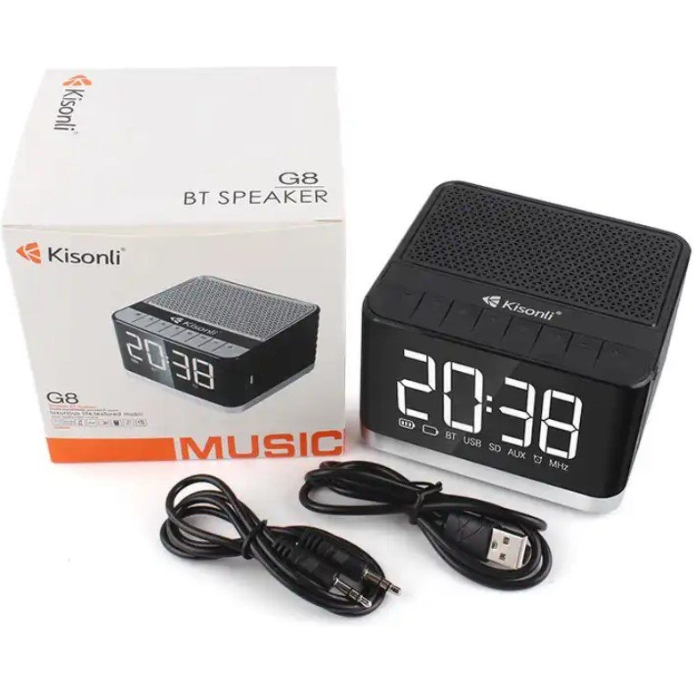 Портативна колонка годинник будильник Kisonli G8 Bluetooth 2000 mAh 5 Вт Black - фото 4