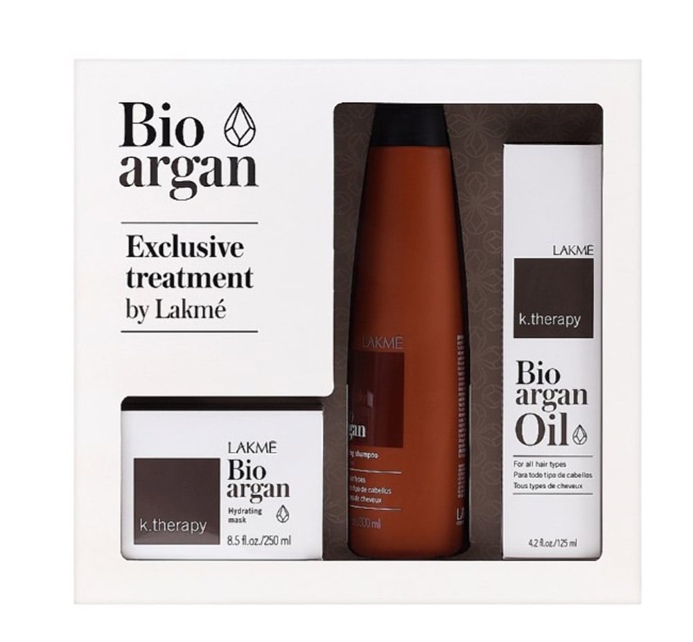Набір по догляду за волоссям Lakme K.Therapy Bio Argan Consumer Pac: Bio Argan Shampoo, 300 мл + Bio Argan Oil Mask, 250 мл + Bio Argan Oil, 125 мл - фото 2
