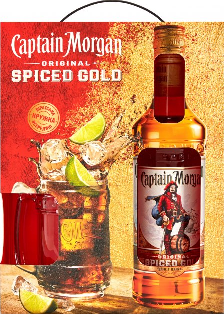 Ромовий напій Captain Morgan Spiced Gold, кухоль у подарунок, 35%, 0,7 л (598061) - фото 1