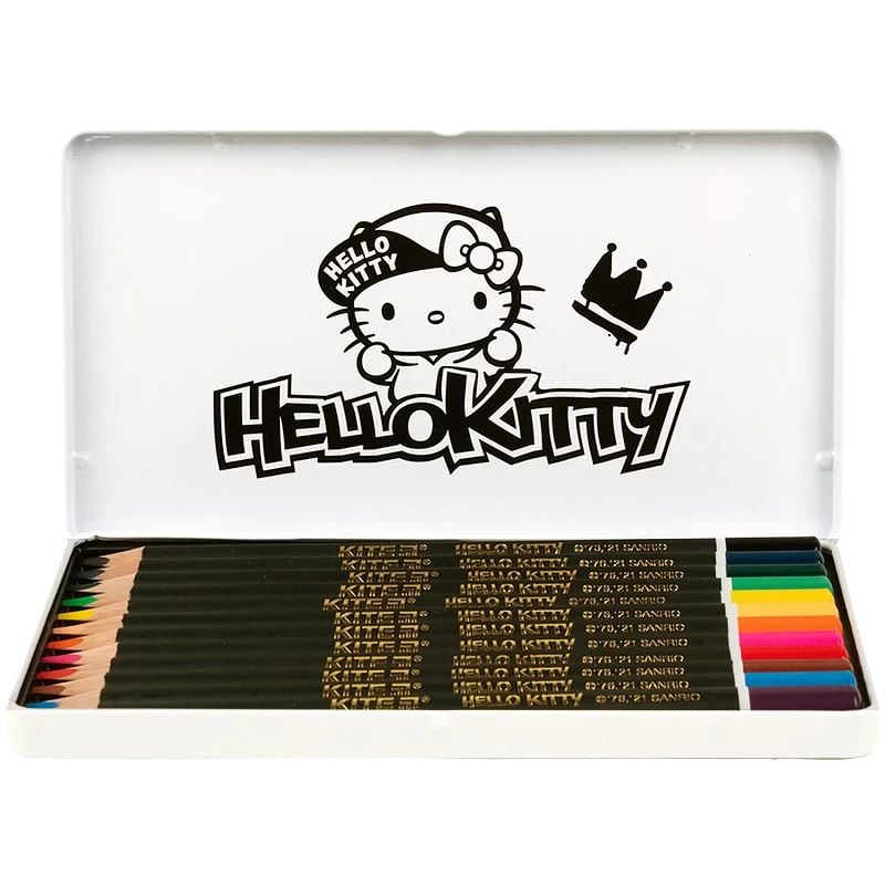 Олівці кольорові Kite Hello Kitty тригранні металевий пенал 12 шт. (HK21-058) - фото 2