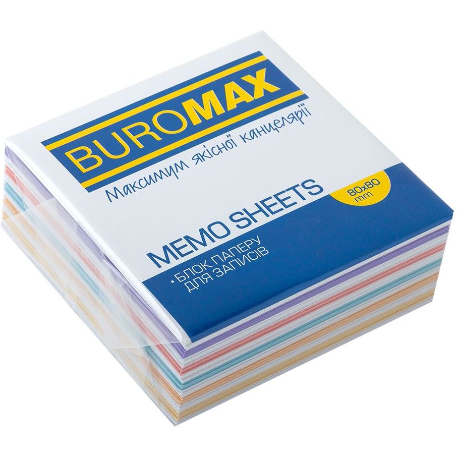 Блок бумаги для заметок Buromax Радуга непроклеенный 80х80х30 мм разноцветный (BM.2233) - фото 1