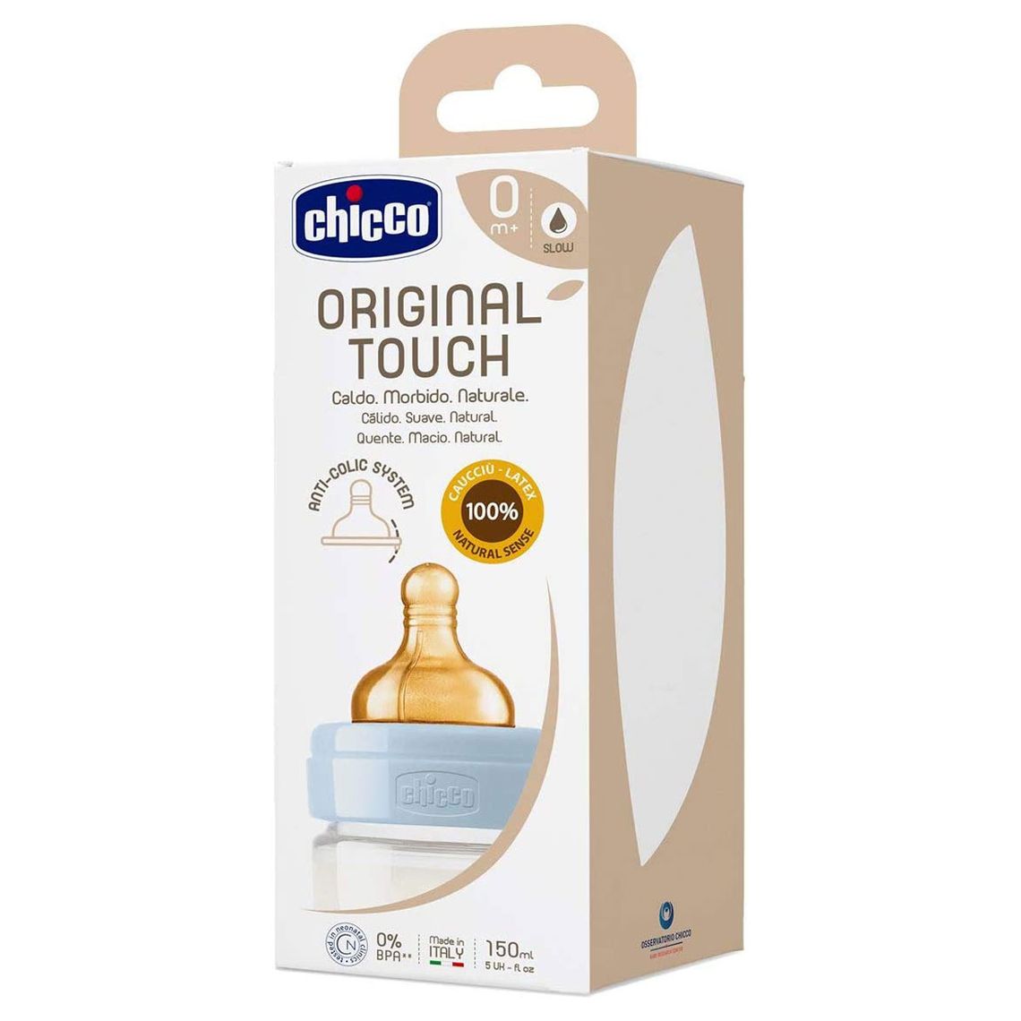 Пляшечка для годування Chicco Original Touch, з латексною соскою, 150 мл, блакитний (27610.20) - фото 3
