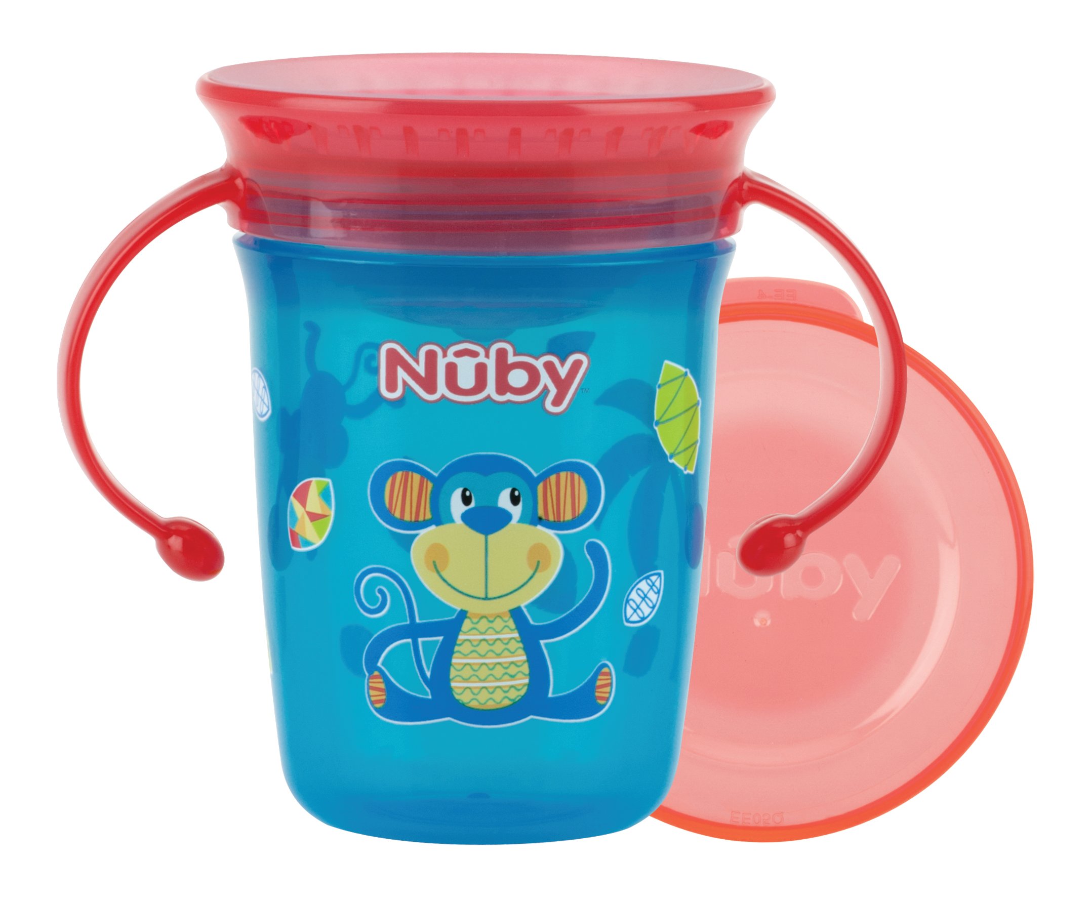 Чашка-непроливайка Nuby 360° з ручками і кришечкою, синій, 240 мл (NV0414001blu) - фото 1