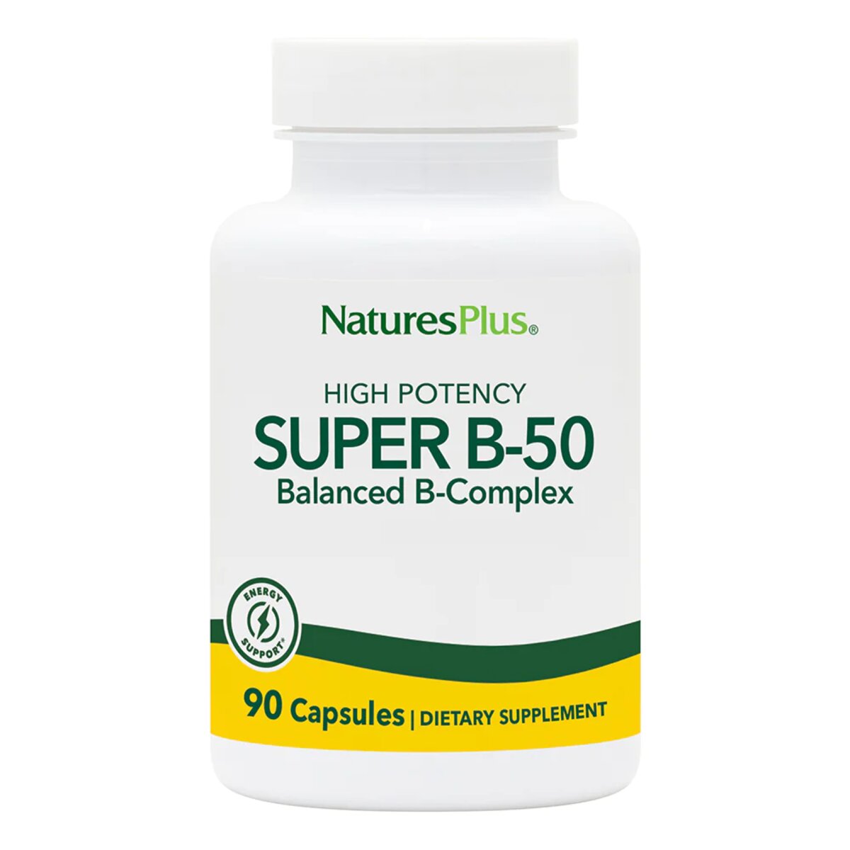 Комплекс вітамінів Супер-B Nature's Plus В-50 Super B-50 90 вегетаріанських капсул - фото 1