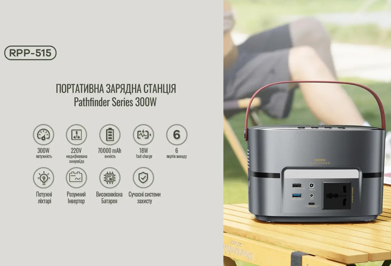 Портативная зарядная станция Remax RPP515 300W 70000mAh Output 220В - фото 7