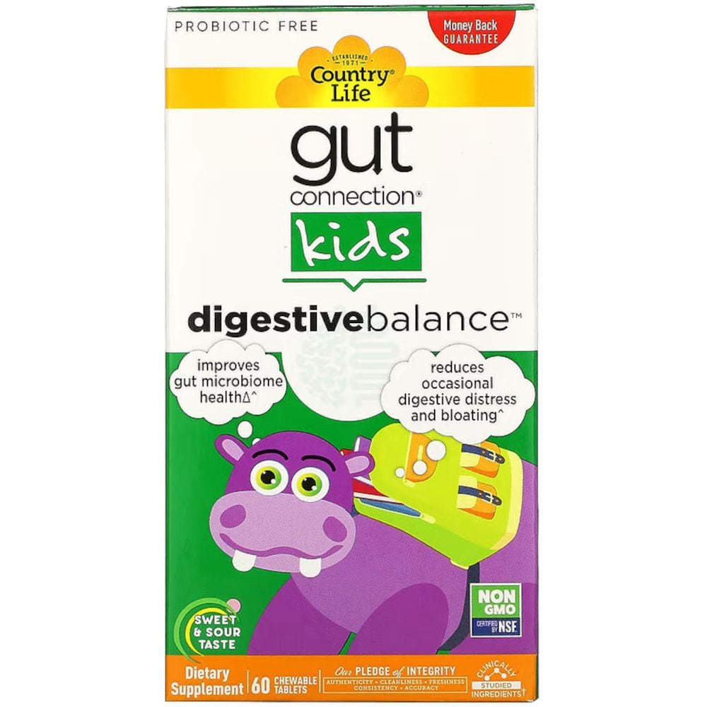 Пищеварительная формула Country Life Gut Сonnection Kids Digestive Balance 60 жевательных таблеток - фото 2