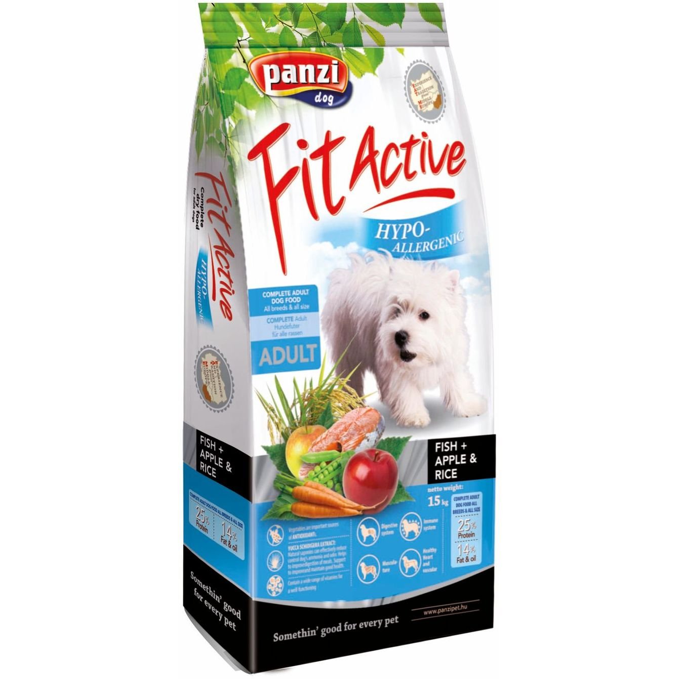 Сухий корм для середніх та великих собак FitActive B.C., гіпоалергенний, риба та яблуко з рисом, 15 кг - фото 1