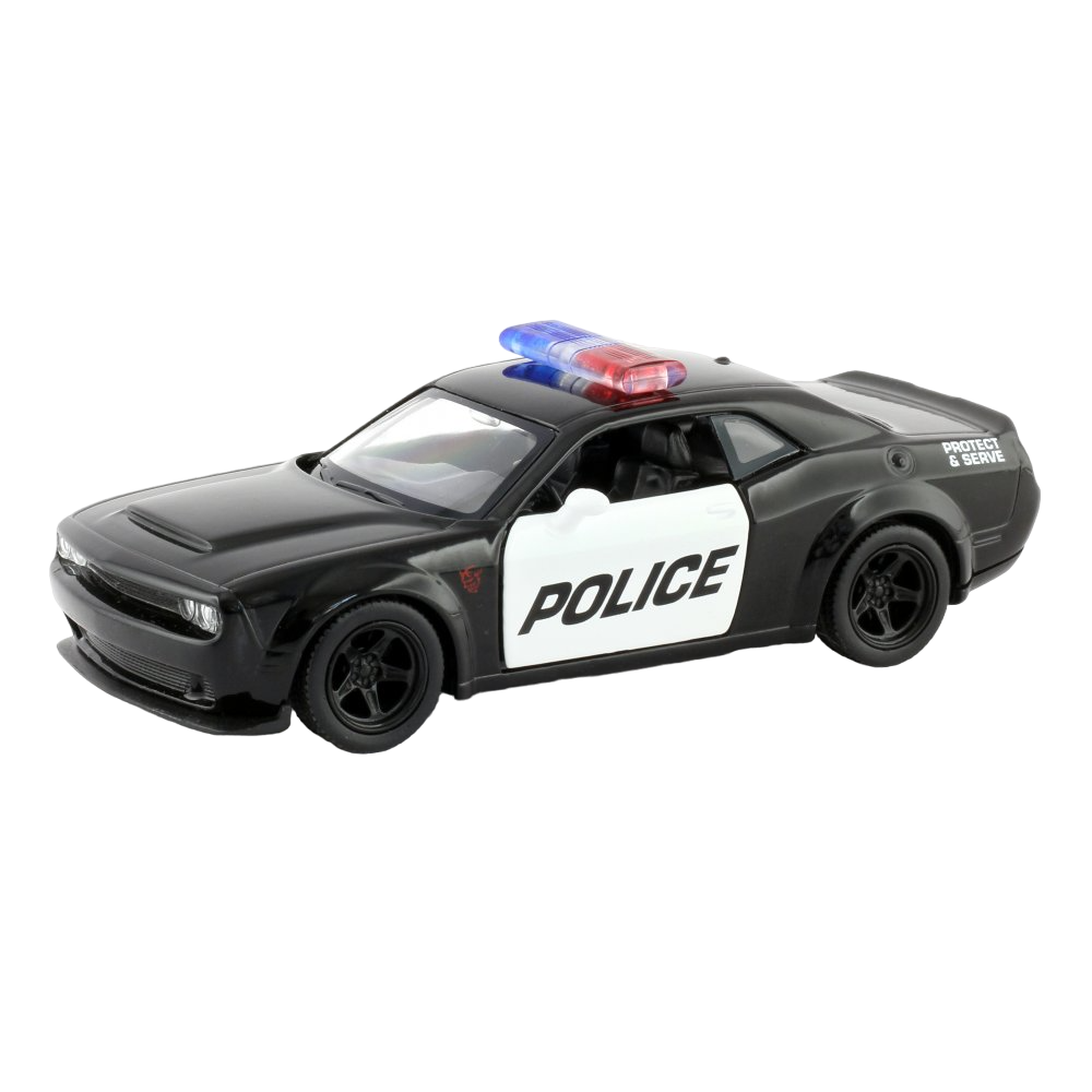 Машинка Uni-fortune Dodge Challenger Police Car, 1:32, черный (554040P) - фото 1