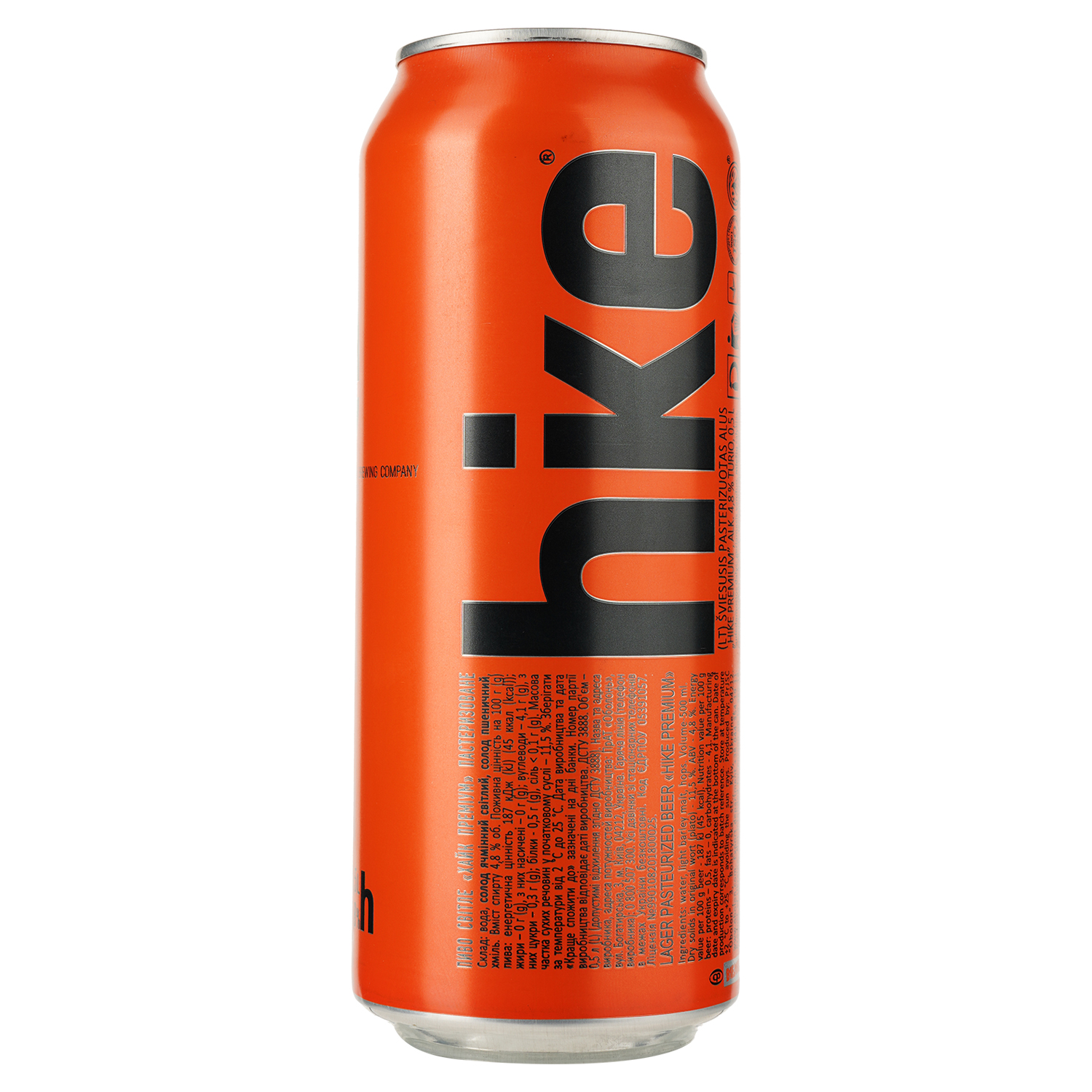 Пиво Hike Premium, светлое, 4,8%, ж/б, 0,5 л (196380) - фото 2