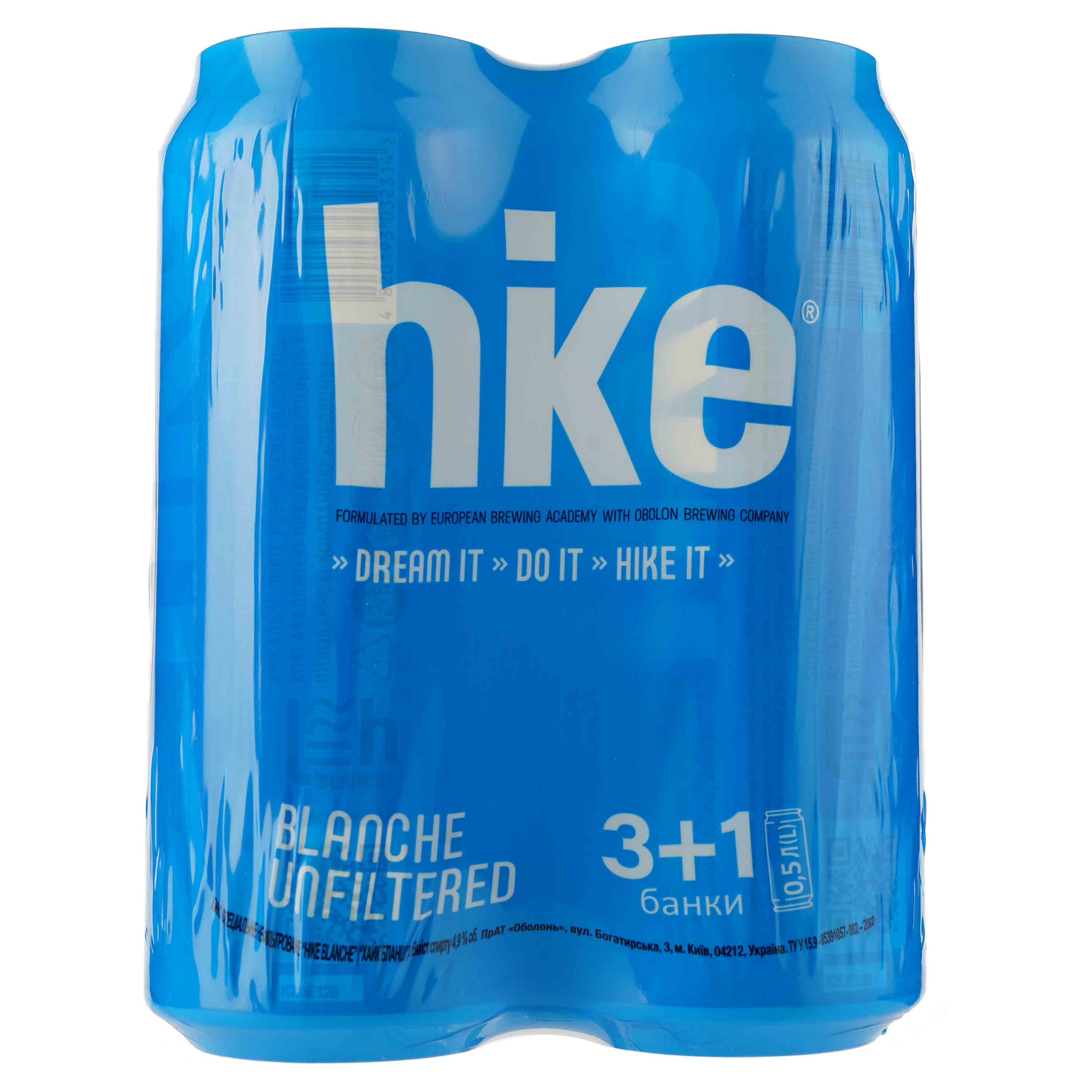 Пиво Hike Blanche, светлое, 4,9%, ж/б, 4 шт. по 0,5 л (8840505) - фото 1
