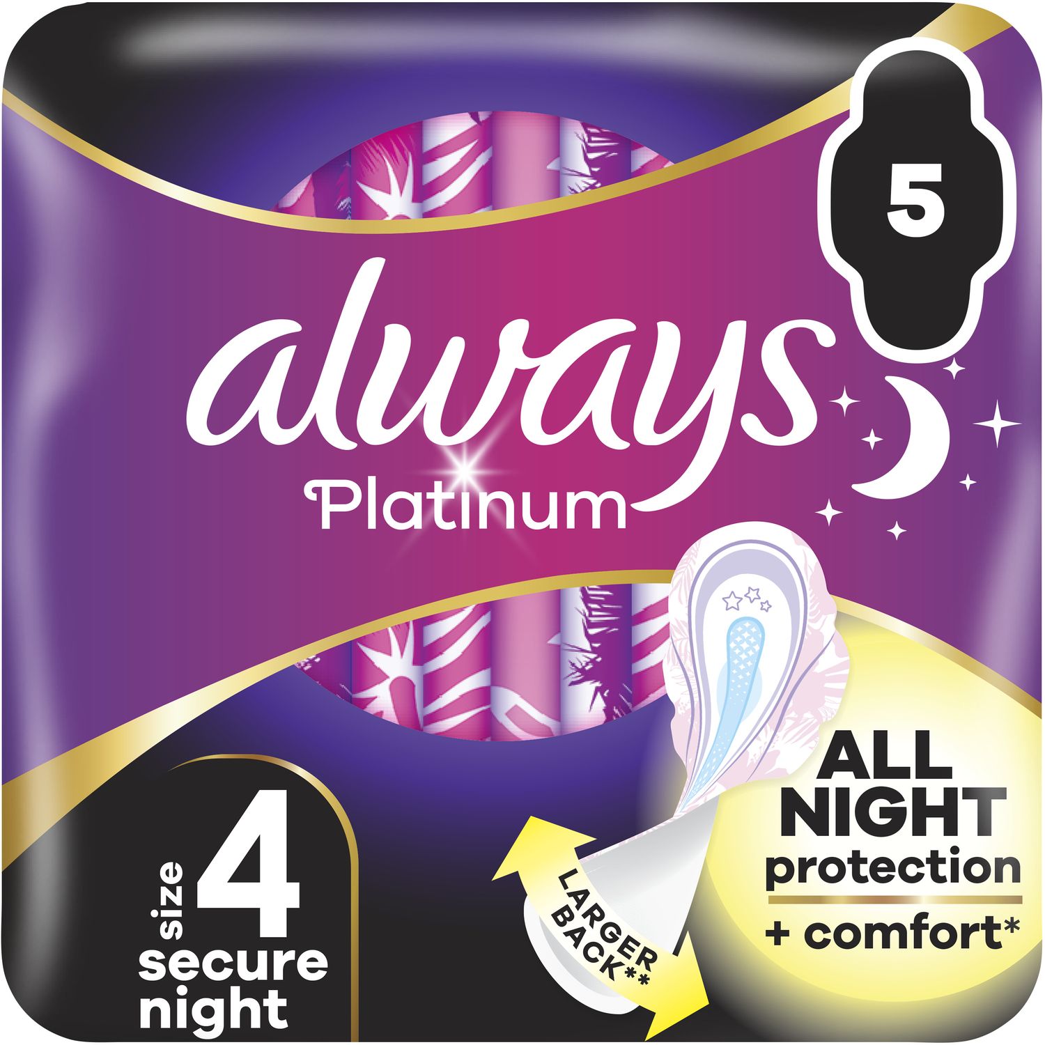 Гигиенические прокладки Always Platinum Secure Night Single ароматизированные 5 шт. - фото 1