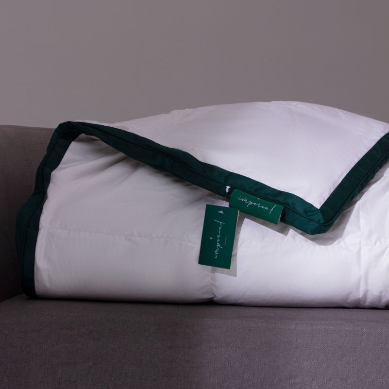 Одеяло MirSon Imperial Satin Luxe, летнее, 240х220 см, белое с зеленым кантом - фото 9