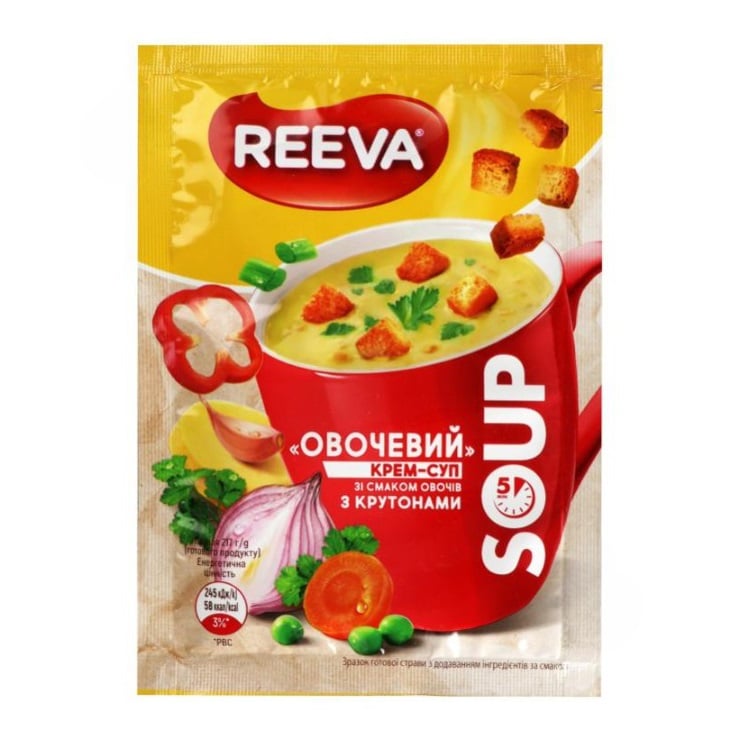 Крем-суп Reeva Овочевий зі смаком овочів з крутонами, 17 г (923825) - фото 1
