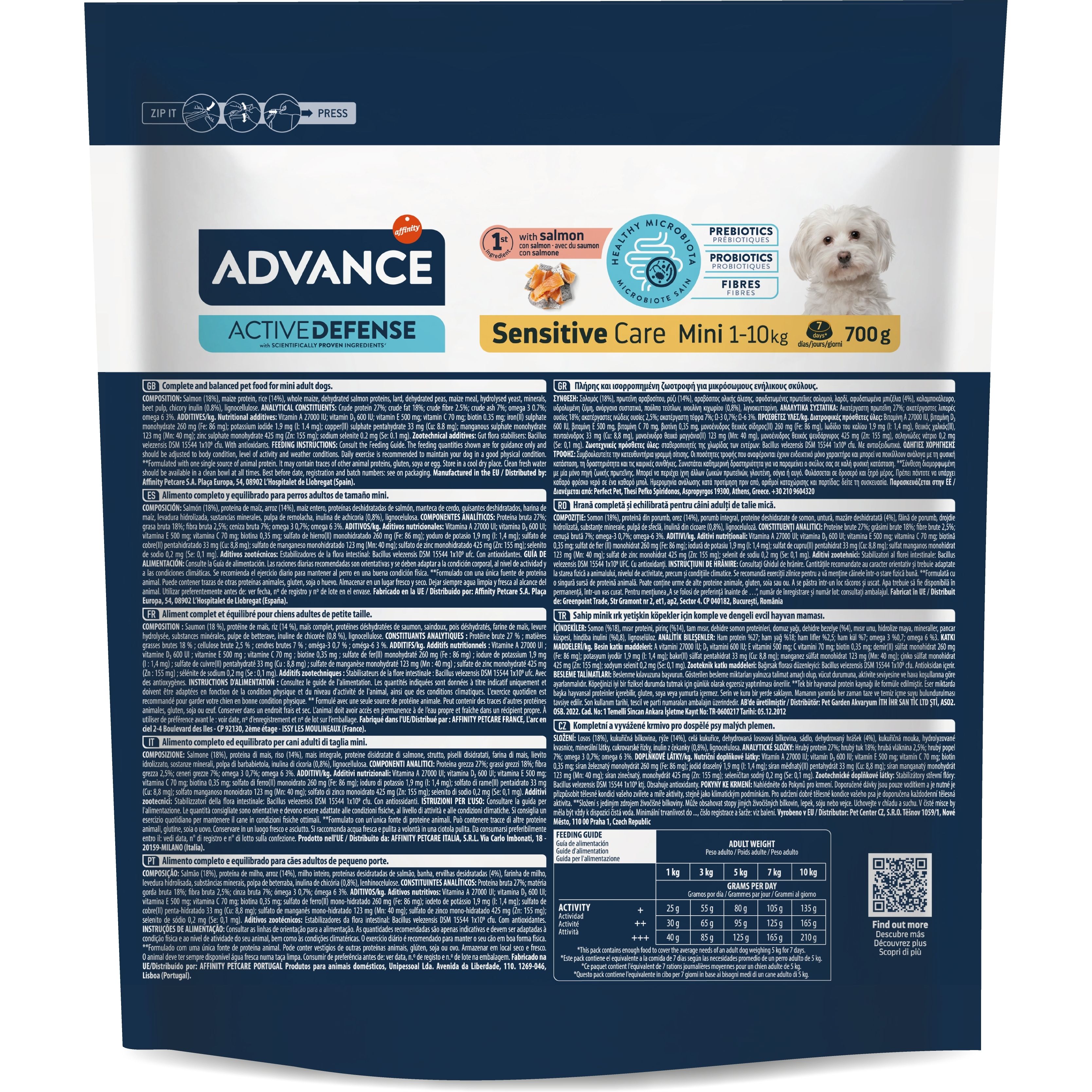 Сухой корм для собак малых пород с чувствительным пищеварением Advance Dog Mini Sensitive с лососем и рисом 700 г - фото 2