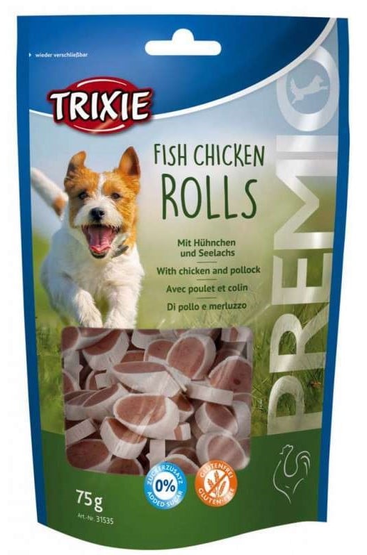 Лакомство для собак Trixie Premio Chicken and Pollock Rolls, с курицей и лососем, 75 г - фото 1