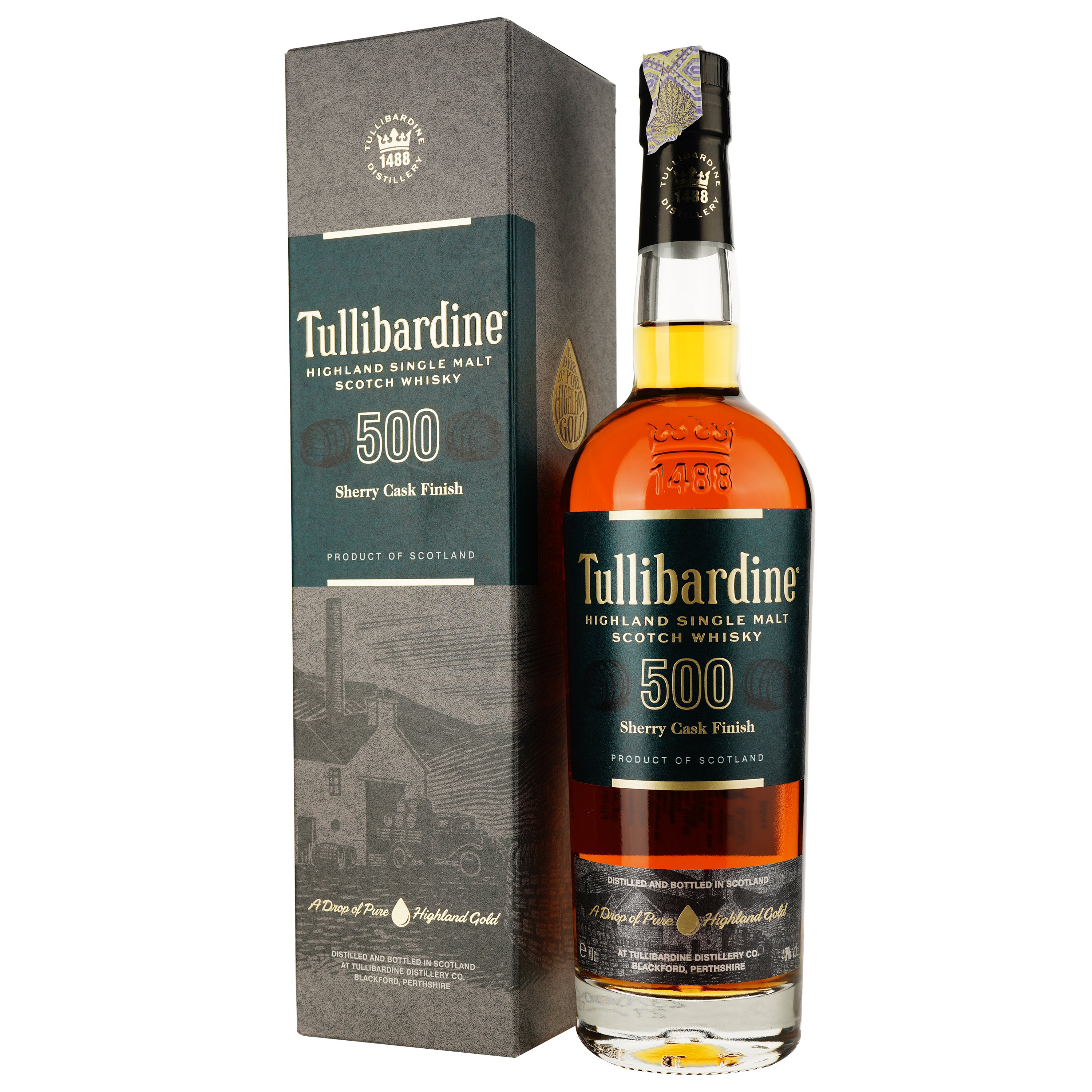 Віскі Tullibardine Sherry Finish 500 Single Malt Scotch Whisky 43% 0.7 л - фото 1