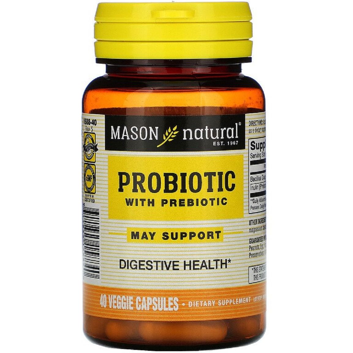 Пробиотик с пребиотиком Mason Natural Probiotic with Prebiotic 40 вегетарианских капсул - фото 1