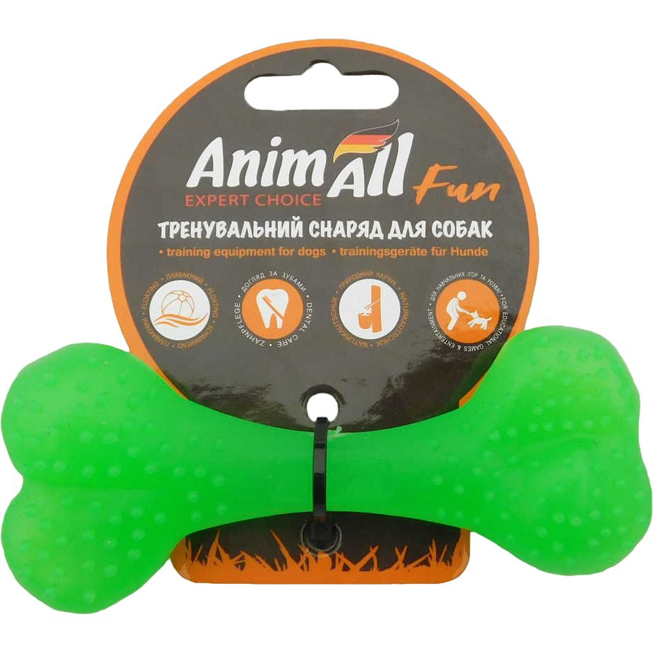 Іграшка для собак AnimAll Fun AGrizZzly Кістка зелена 12 см - фото 1