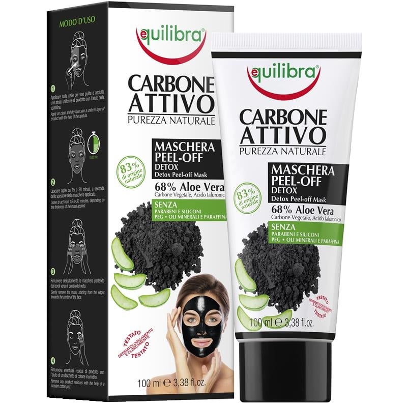 Очищувальна маска для обличчя Equilibra Carbone Attivo Peel-Off, з вугіллям, 100 мл (785519) - фото 1