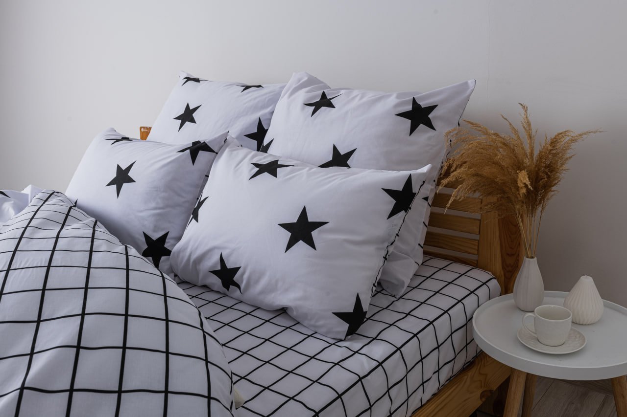 Комплект постельного белья ТЕП Soft dreams Morning Stars семейный черный с белым (2-03860_25303) - фото 5