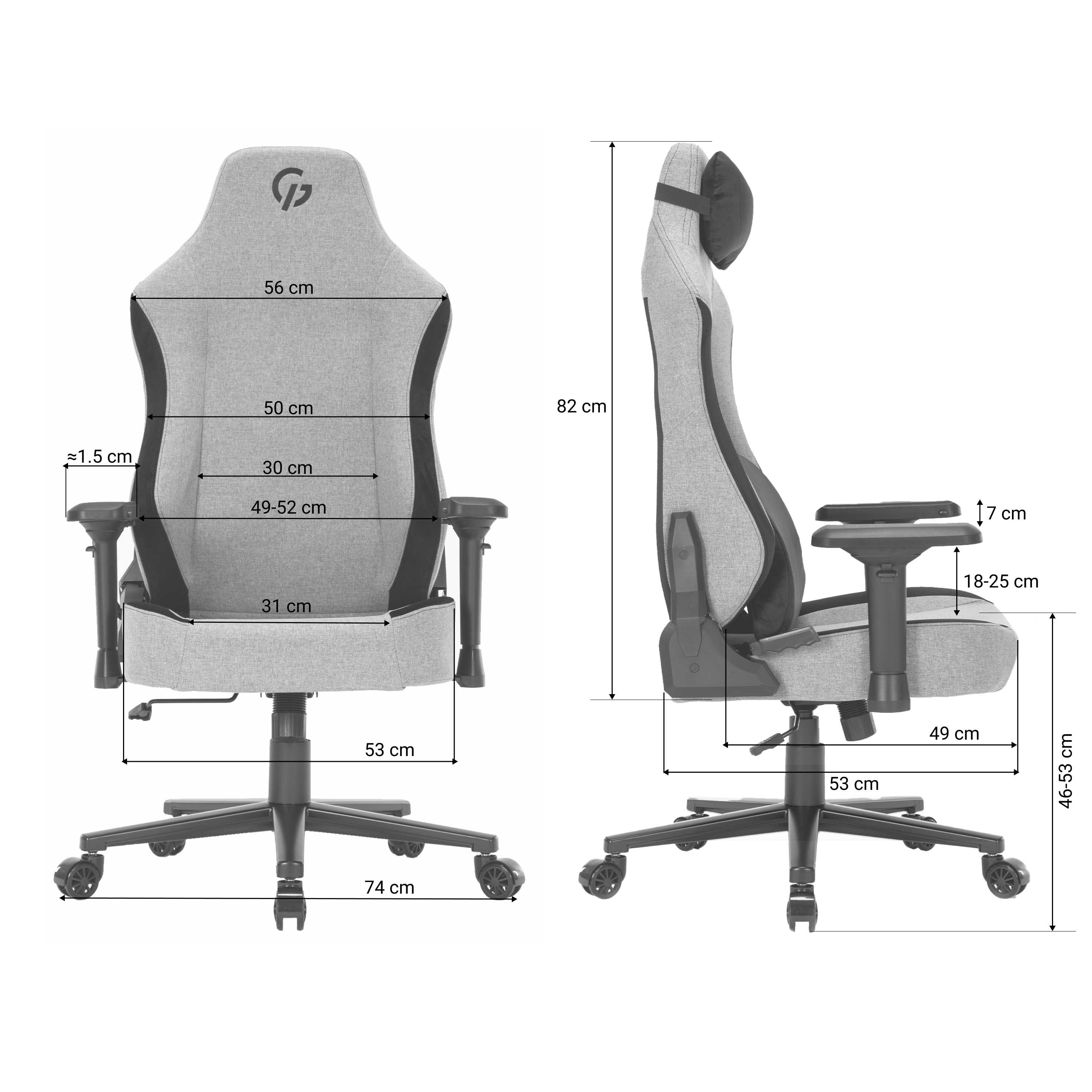 Игровое кресло GamePro Linen fabric Dark grey (GC715DG) - фото 19